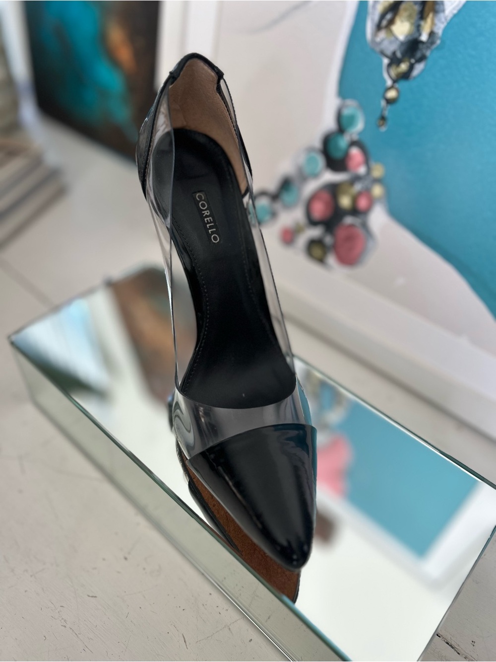 CORELLO Black Clear Pointed-Toe Stiletto Pumps